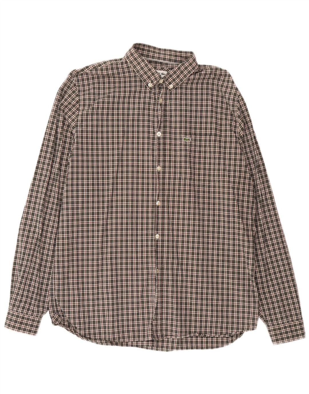 Camisa masculina Lacoste Regular Fit tamanho 43 grande algodão xadrez verde