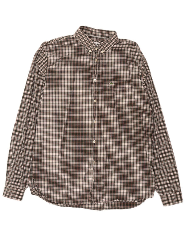 Camisa masculina Lacoste Regular Fit tamanho 43 grande algodão xadrez verde