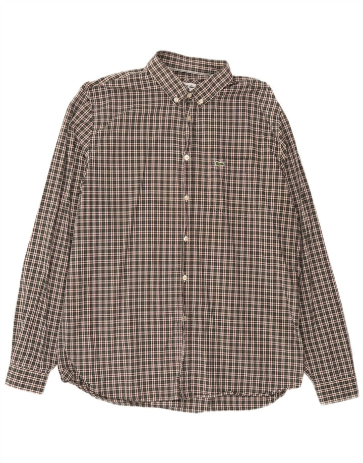 Camisa masculina Lacoste Regular Fit tamanho 43 grande algodão xadrez verde