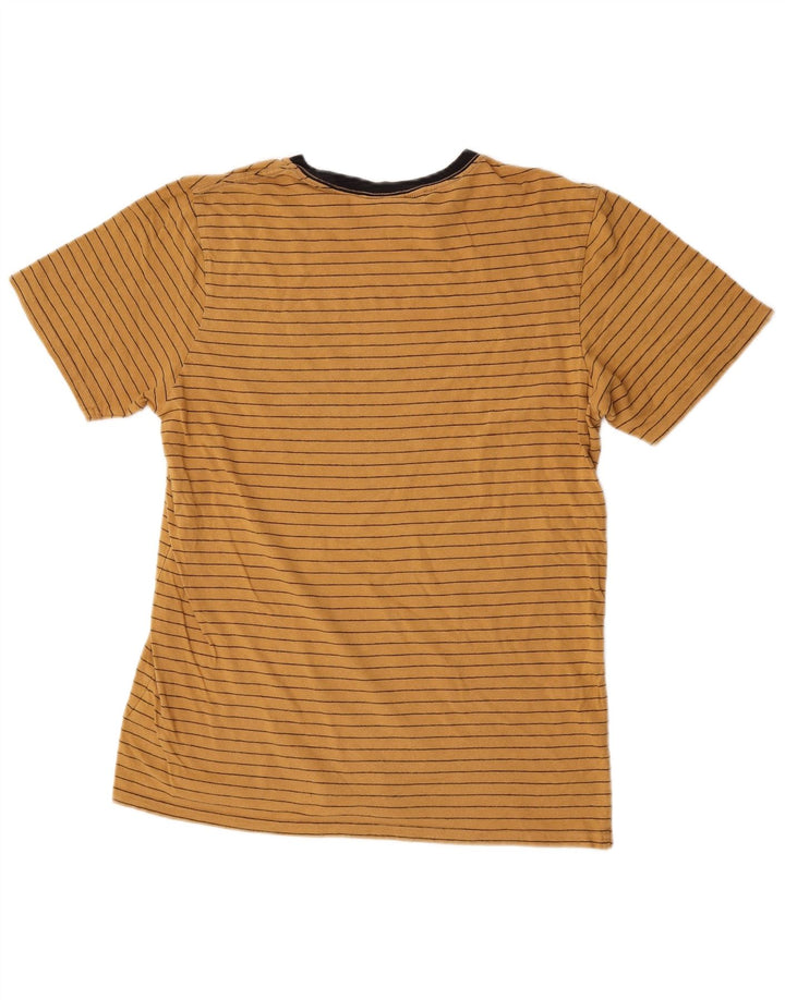 Camiseta masculina Volcom de algodão listrado amarelo médio