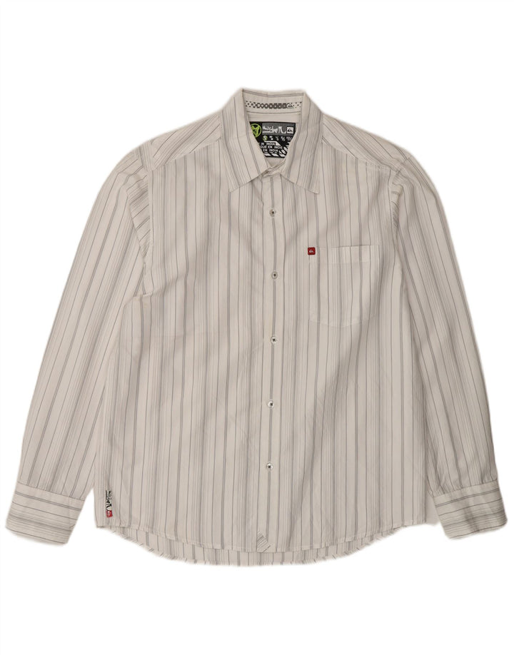 Camisa masculina Quiksilver pequena listrada branca