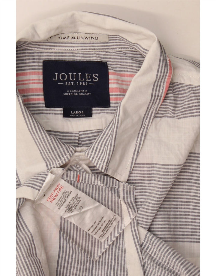 Joules Camisa masculina de manga curta grande algodão listrado azul