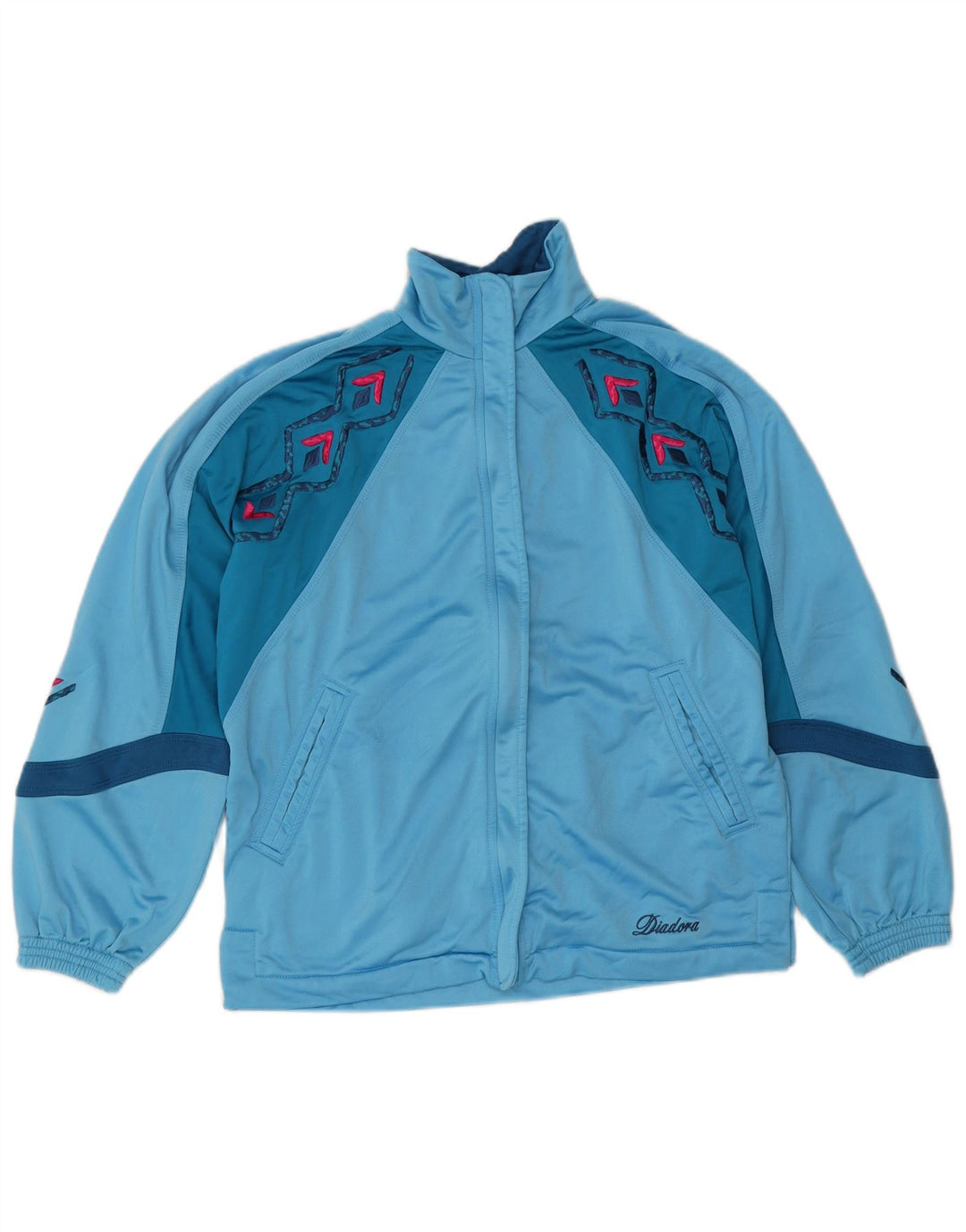Diadora Womens Graphic Tracksuit Top Jacket IT 40 Medium Blue Colourblock