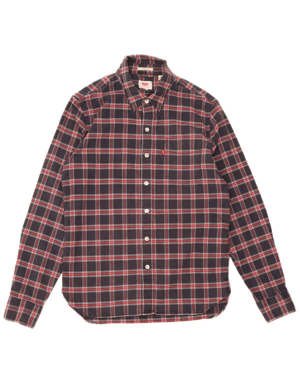 Camisa masculina Levi's pequena xadrez azul marinho de algodão