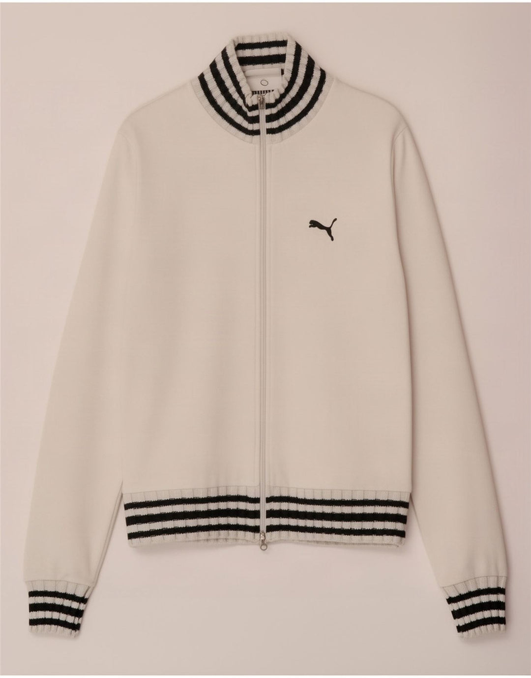 Puma Womens Tracksuit Top Jacket UK 14 Médio Branco Listrado