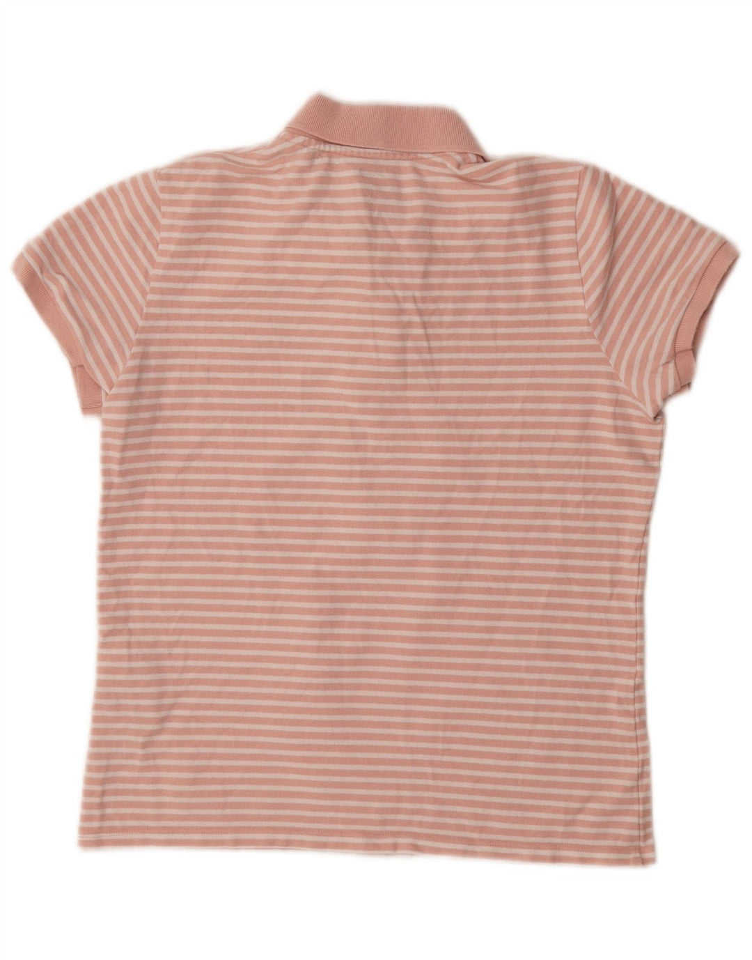 Camisa polo feminina Levi's UK 12 algodão listrado rosa médio
