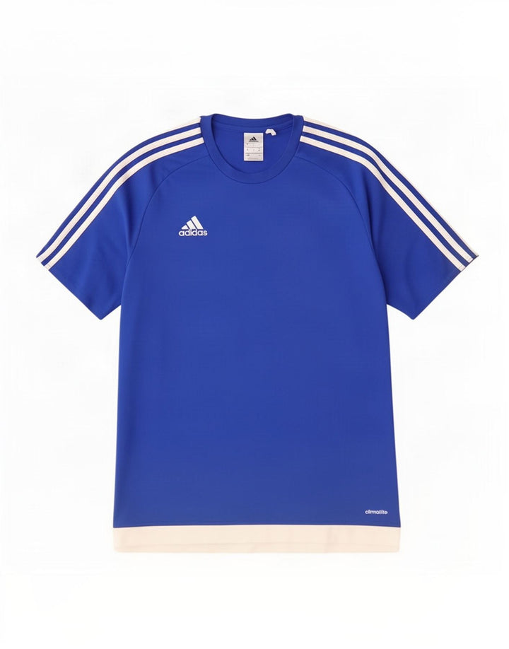Adidas Masculino Climalite Camiseta Top Médio Azul Colourblock Poliéster