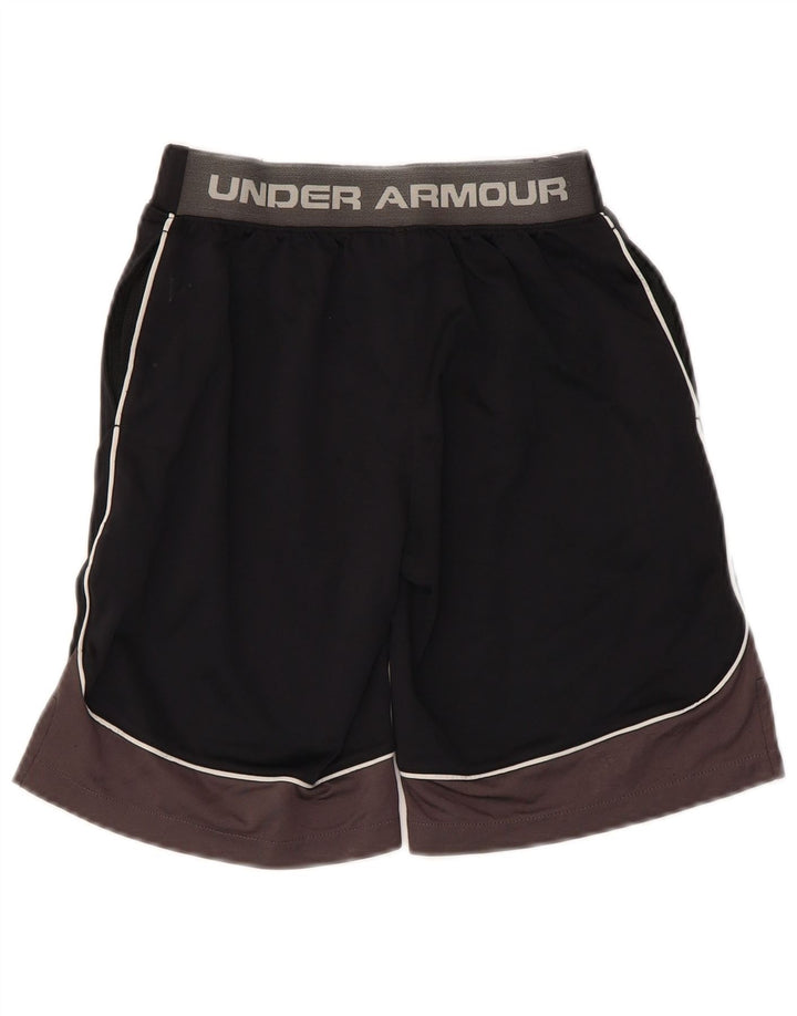 Shorts esportivos gráficos Under Armour Boys 7-8 anos pequeno bloco colorido preto