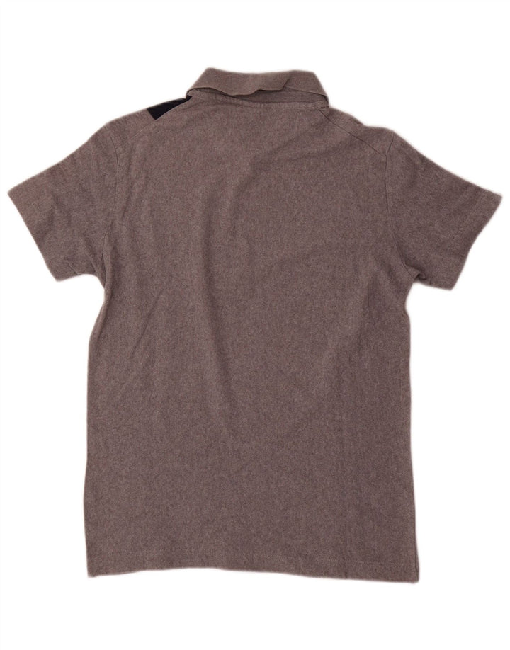 Camisa polo masculina Bikkembergs pequena cinza colorblock algodão
