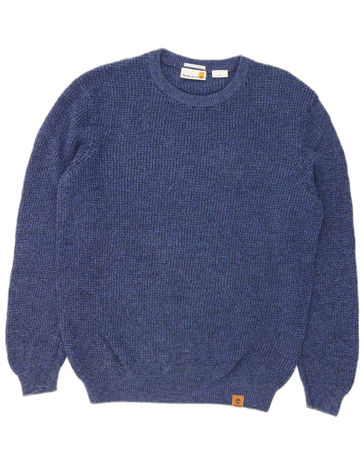 Suéter masculino Timberland com gola redonda e algodão azul médio