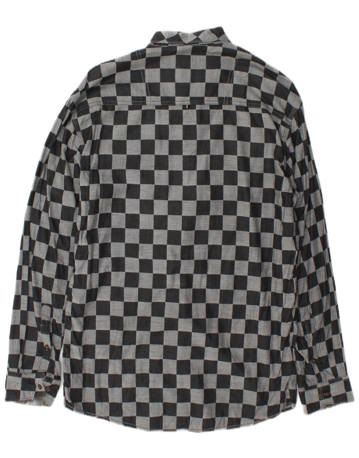 Camisa masculina vintage cinza médio geométrica