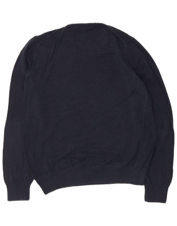 Suéter masculino Marks & Spencer com gola redonda, grande algodão azul marinho