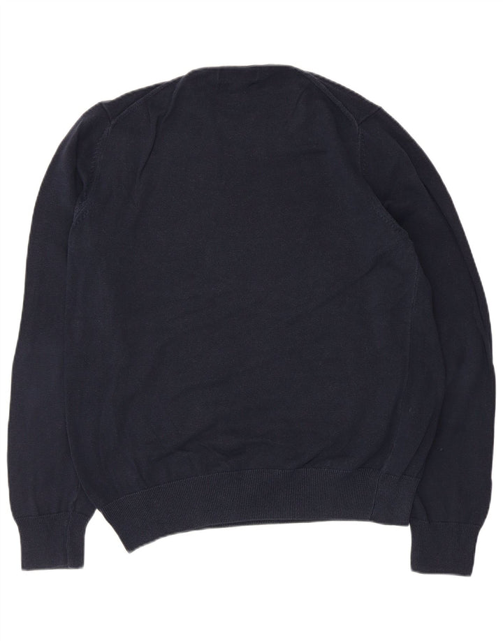Suéter masculino Marks & Spencer com gola redonda, grande algodão azul marinho