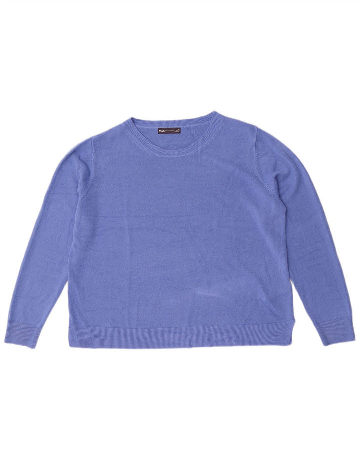Suéter feminino Marks & Spencer com gola redonda UK 20 2XL azul