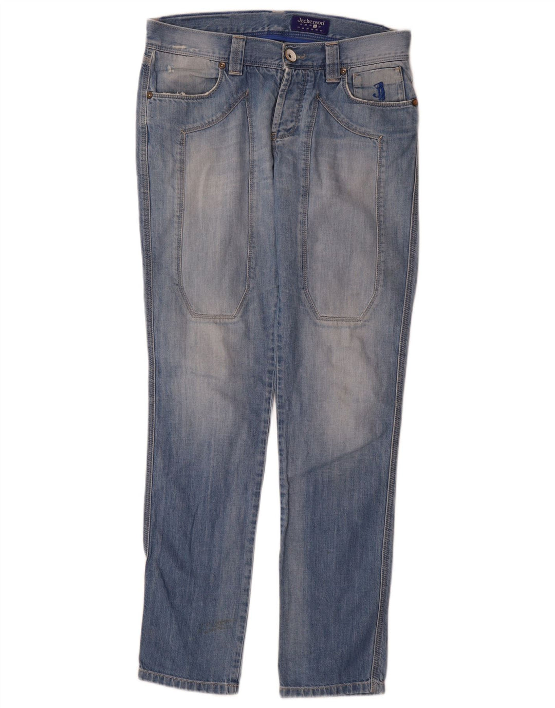 Calça jeans feminina Jeckerson W31 L33 azul algodão