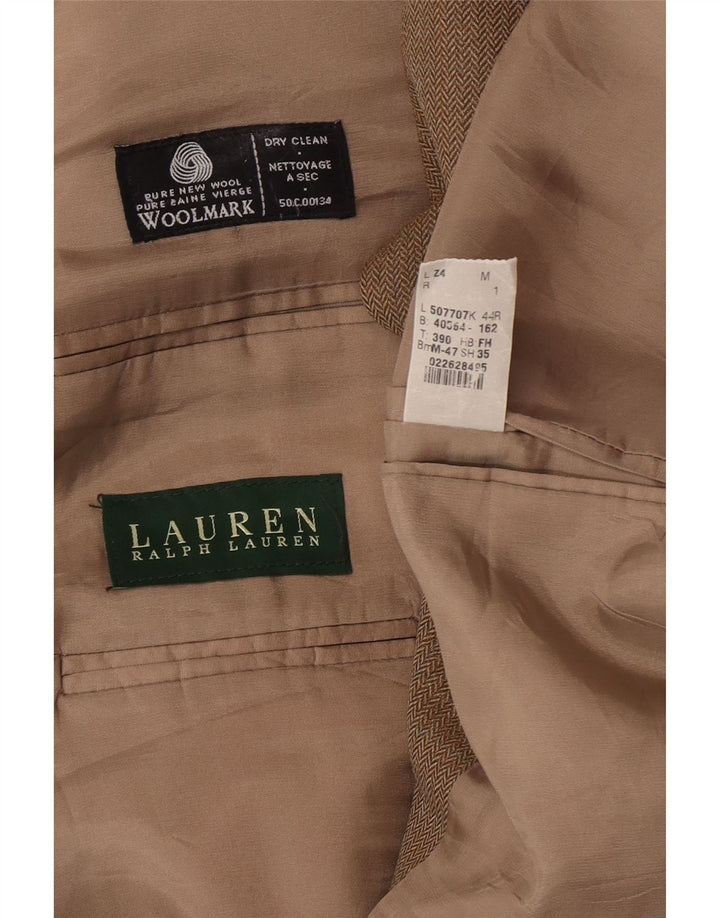 Jaqueta Blazer Regular Masculina Ralph Lauren Reino Unido 44 2XL Espinha de Peixe Marrom