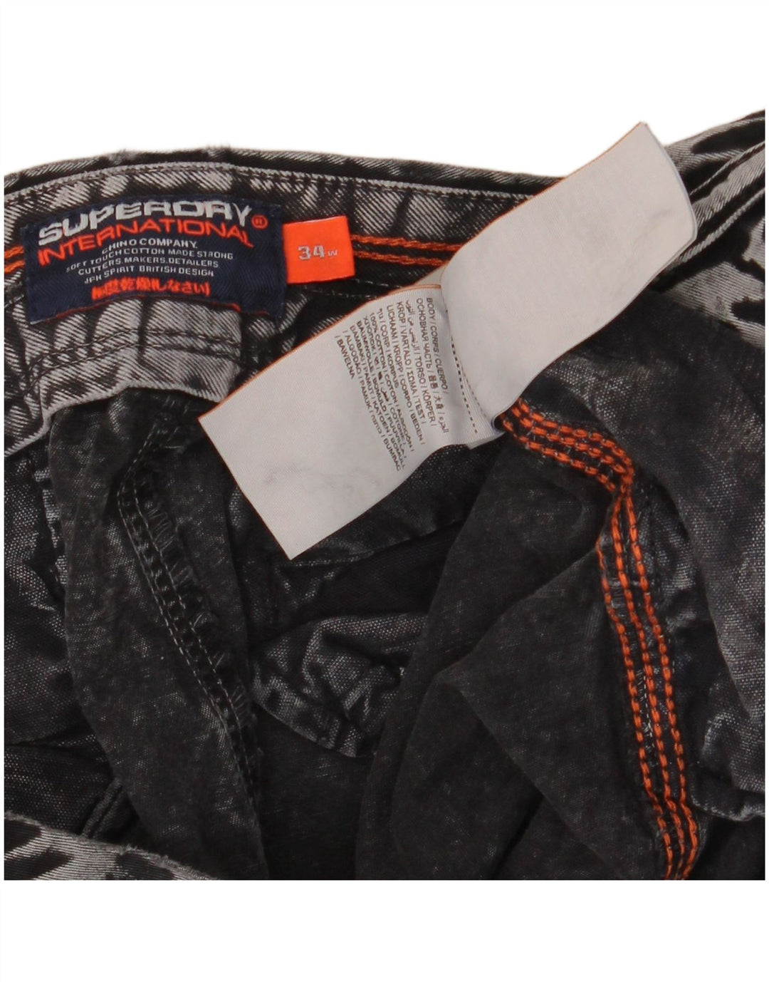 Shorts jeans masculino Superdry W34 grande algodão cinza