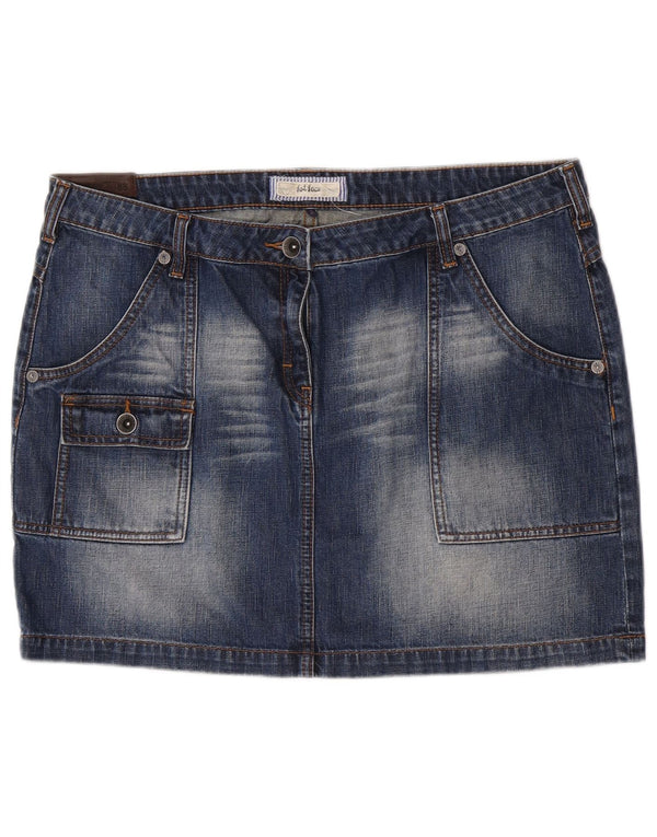 Mini saia cargo feminina Fat Face jeans W36 XL algodão azul