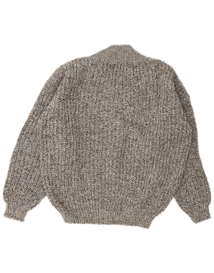 Suéter masculino vintage com decote em V IT 50 cinza médio manchado