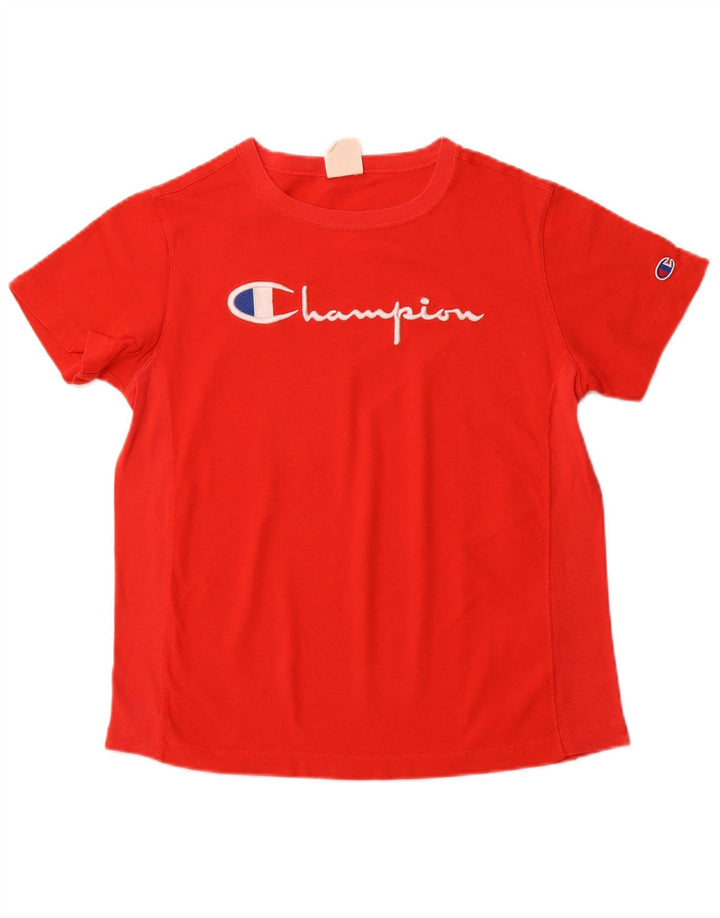 Camiseta feminina com estampa CHAMPION UK 12 algodão vermelho médio