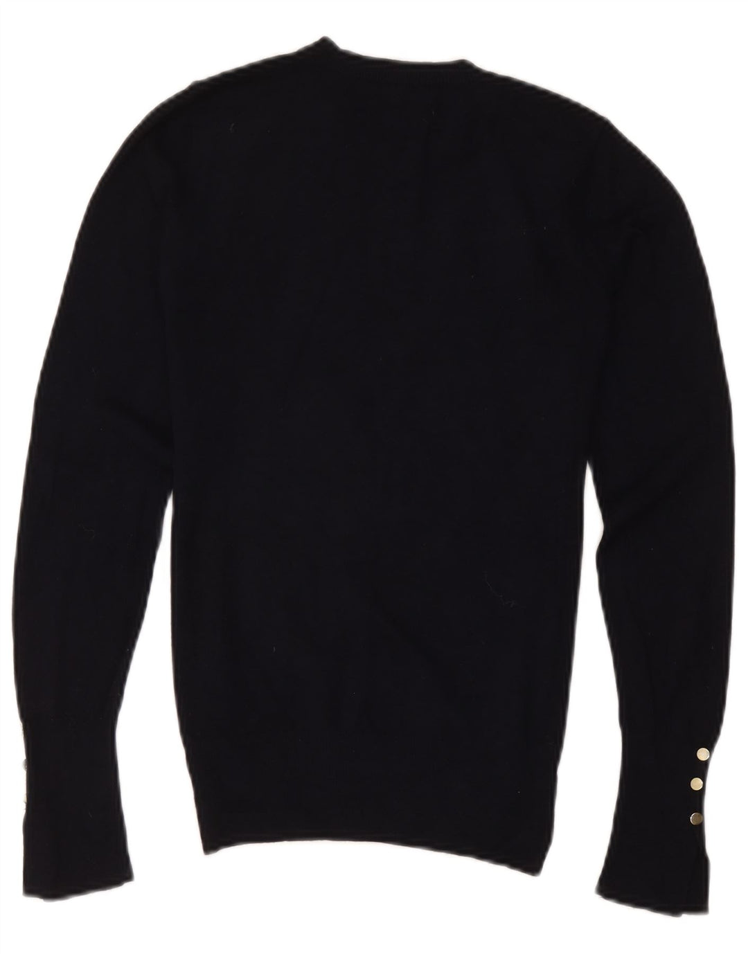 Suéter feminino Zara com gola redonda e viscose preta média UK 12