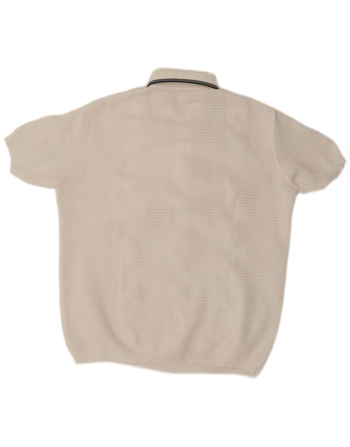 Suéter masculino Trevira de manga curta com gola polo, grande poliéster branco