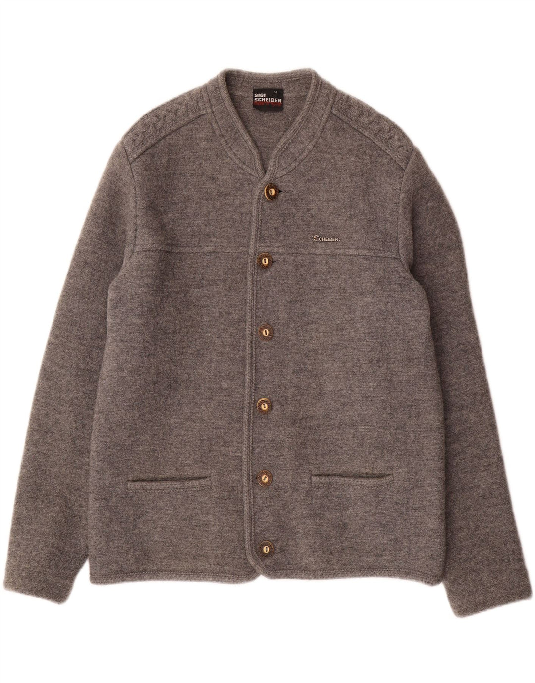 Suéter cardigã masculino SCHEIBER IT 50 lã cinza médio