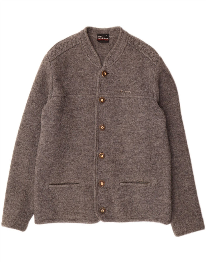 Suéter cardigã masculino SCHEIBER IT 50 lã cinza médio