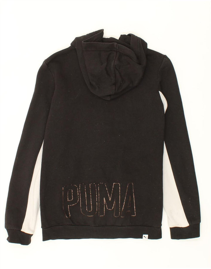 PUMA Boys Graphic Zip Hoodie Sweater 13-14 Years Black Cotton Vintage Puma and Second-Hand Puma from Messina Hembry 