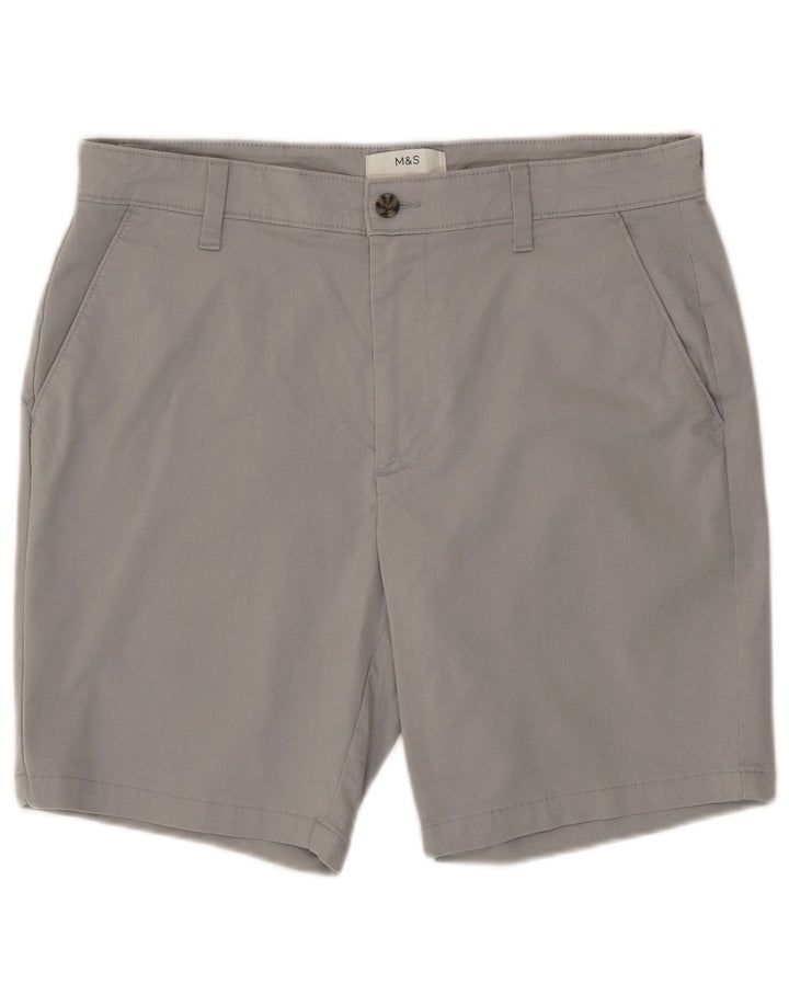 Shorts chino masculino Marks & Spencer W34 grande algodão cinza
