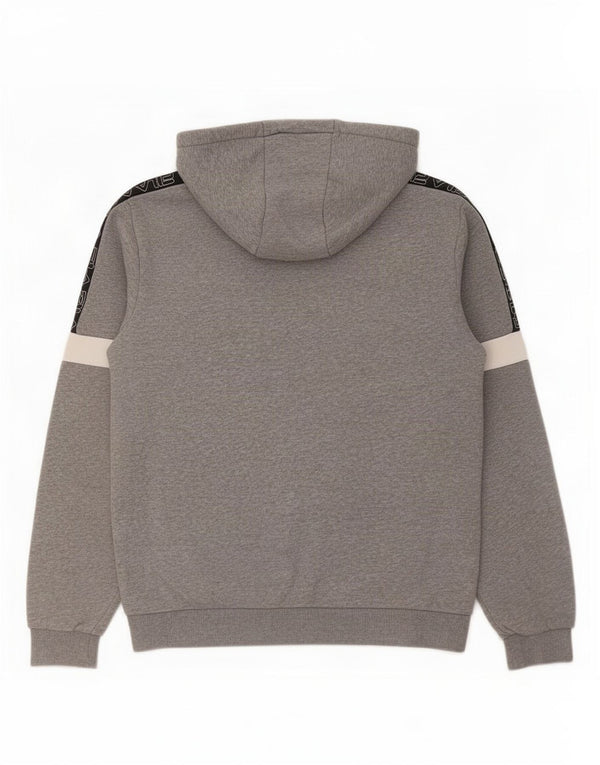 Fila Mens Hoodie Jumper Médio Cinza Colourblock Algodão