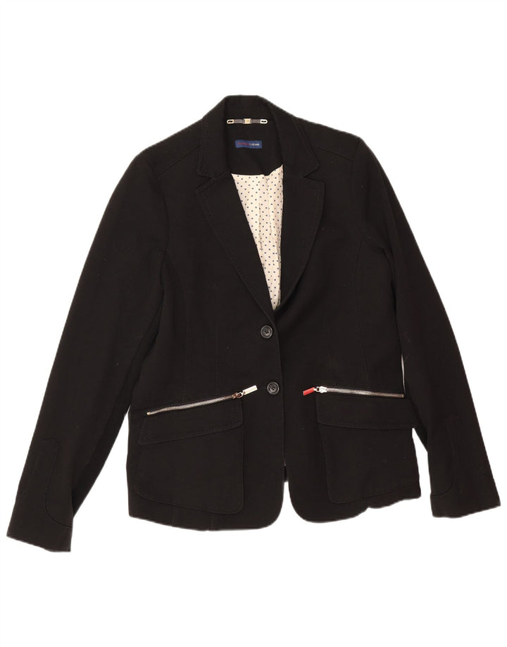 Trussardi Jeans Jaqueta blazer feminina de 2 botões Reino Unido 14 médio preto
