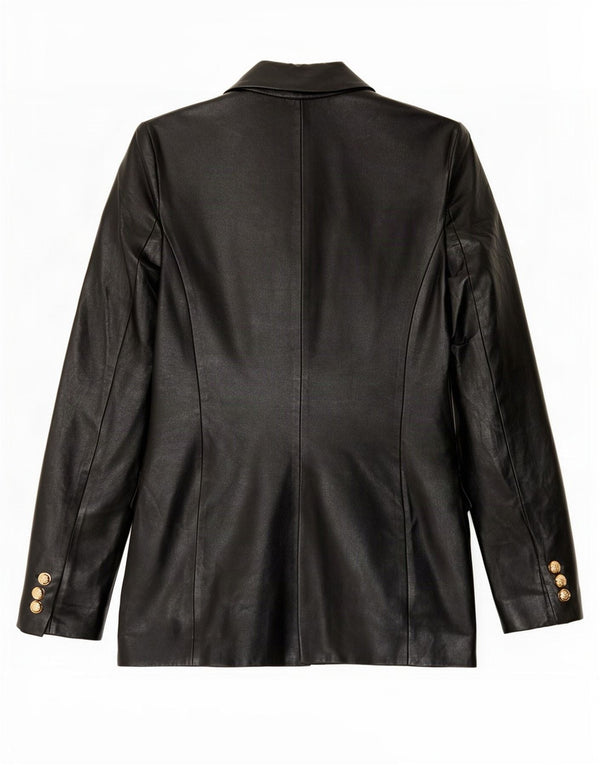 Jaqueta blazer feminina Zara com peito duplo de couro sintético Reino Unido 6 XS preta