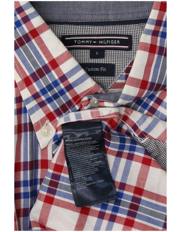 Camisa masculina Tommy Hilfiger Custom Fit pequena de algodão xadrez multicolorido