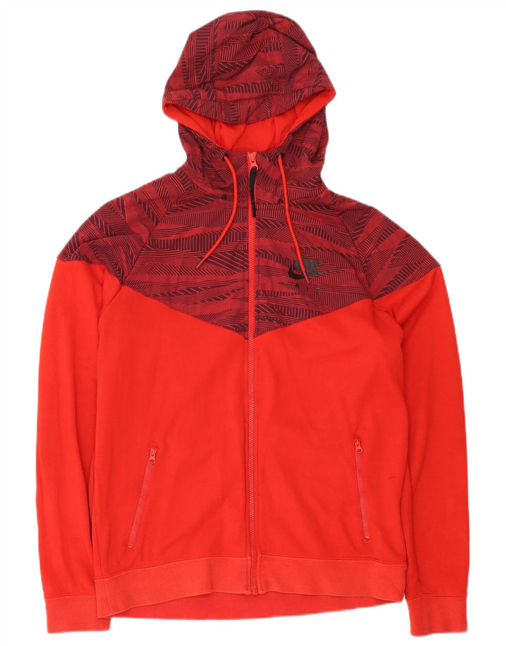 Suéter Nike masculino com capuz e zíper médio vermelho algodão geométrico