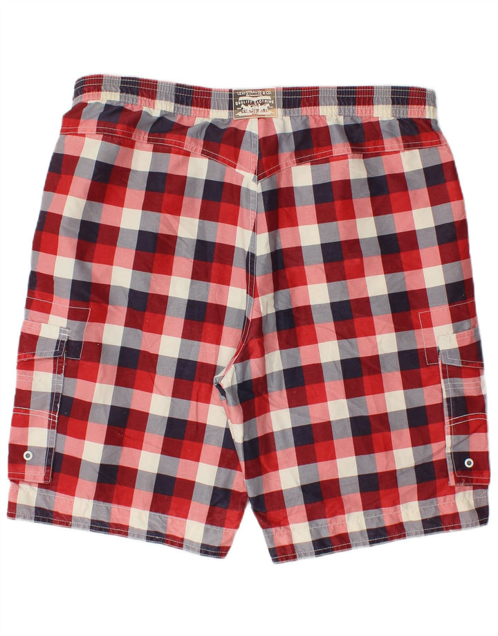 Shorts de natação masculino Levi's XL vermelho xadrez poliéster