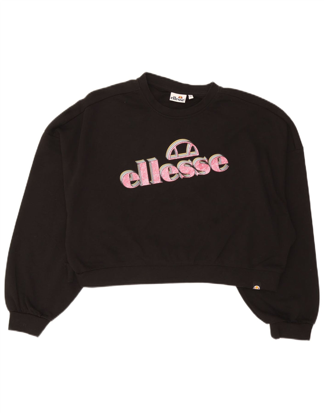 Suéter feminino Ellesse Crop Graphic Oversized Reino Unido 14 Médio Preto