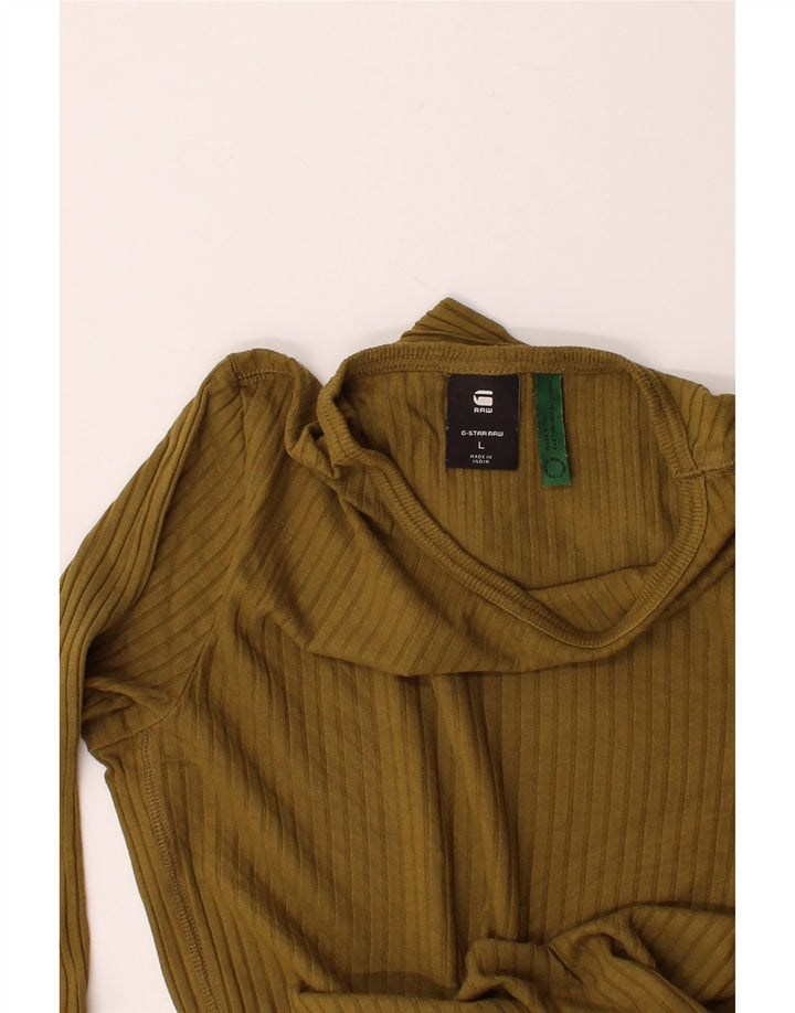 G-STAR Womens Top Long Sleeve UK 14 Large Khaki Vintage G-Star and Second-Hand G-Star from Messina Hembry 