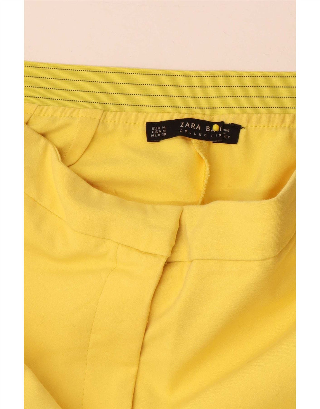 Calça feminina Zara Slim Suit médio W28 L29 amarelo