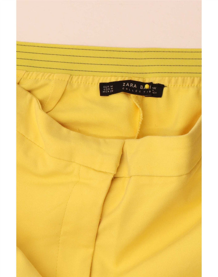 Calça feminina Zara Slim Suit médio W28 L29 amarelo