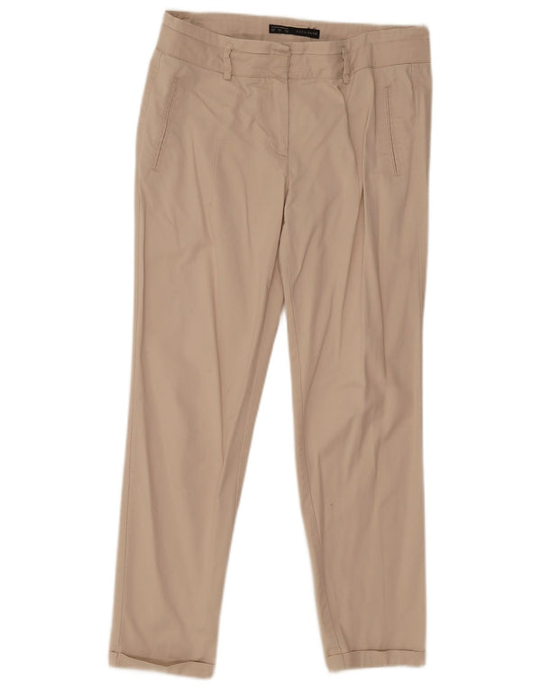 Zara Calça Feminina Slim Casual EU 40 Médio W30 L27 Algodão Bege