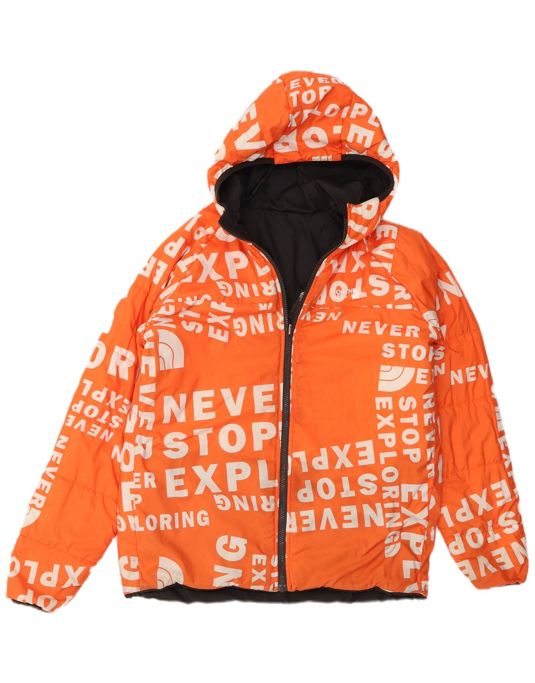 Casaco acolchoado reversível com capuz The North Face Boys 14-15 anos XL preto