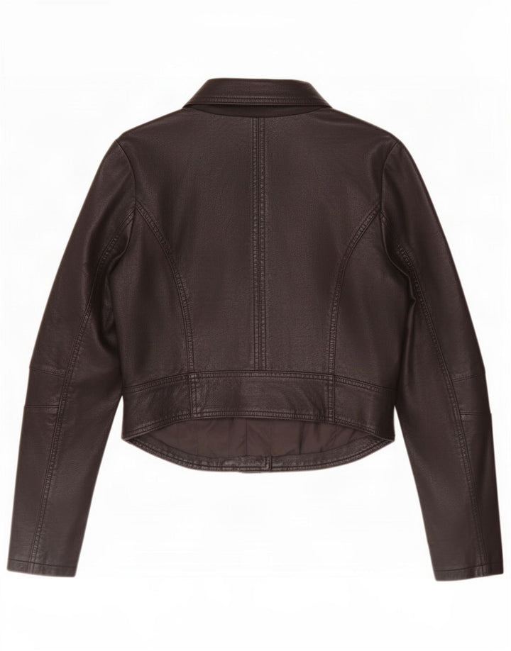 Jaqueta feminina de couro para motociclista Urban Bliss Reino Unido 12 médio preto