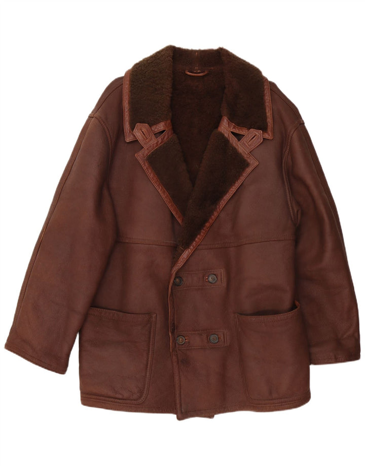 Jaqueta masculina RUFF0 Shearling UK 40 grande marrom