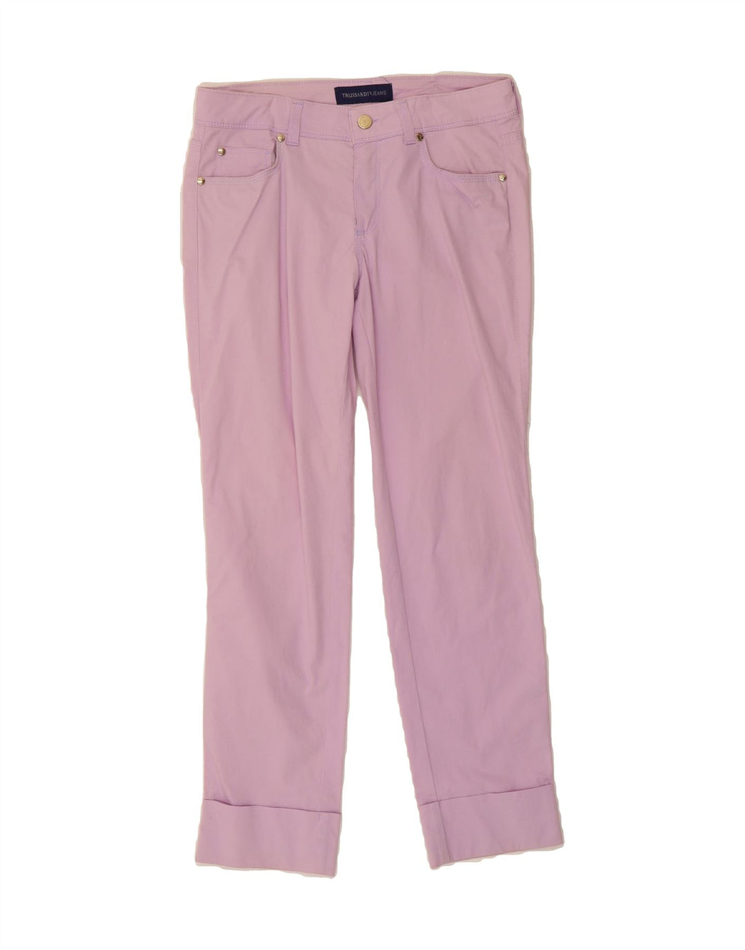 TRUSSARDI Womens Slim Casual Trousers W27 L28 Pink Cotton Vintage Trussardi and Second-Hand Trussardi from Messina Hembry 