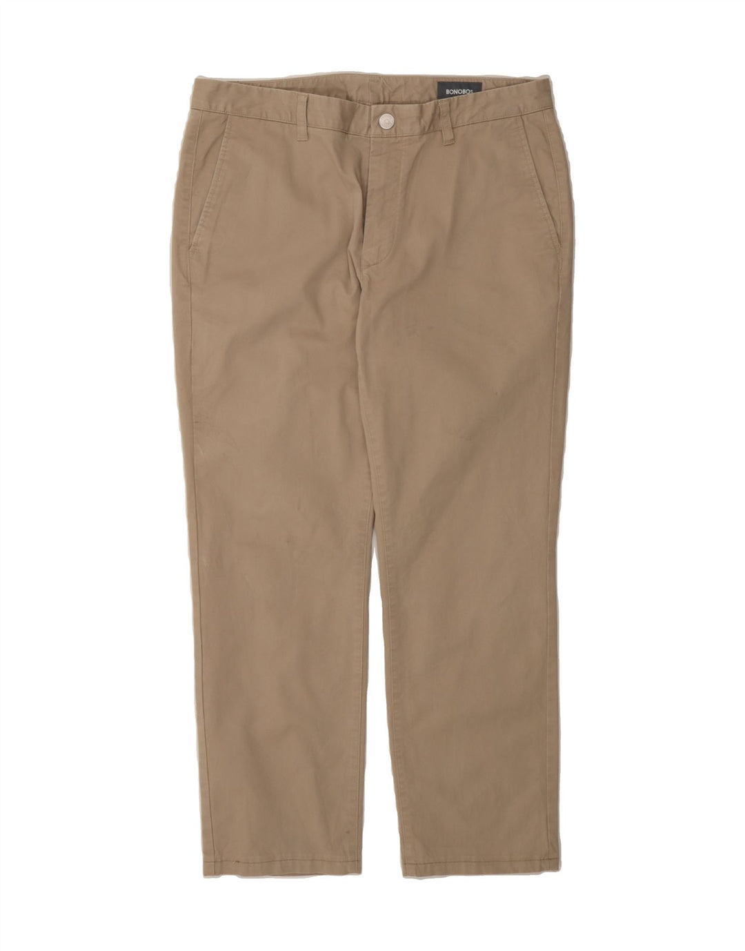 BONOBOS Mens Straight Chino Trousers W34 L28 Beige Cotton Vintage BONOBOS and Second-Hand BONOBOS from Messina Hembry 
