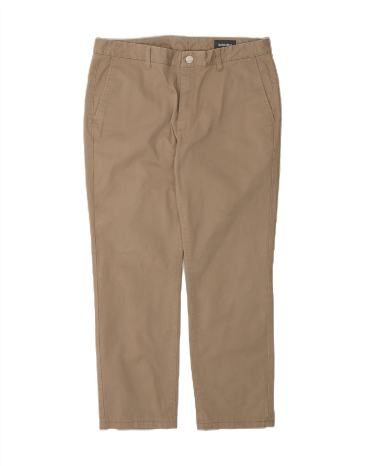 BONOBOS Mens Straight Chino Trousers W34 L28 Beige Cotton Vintage BONOBOS and Second-Hand BONOBOS from Messina Hembry 