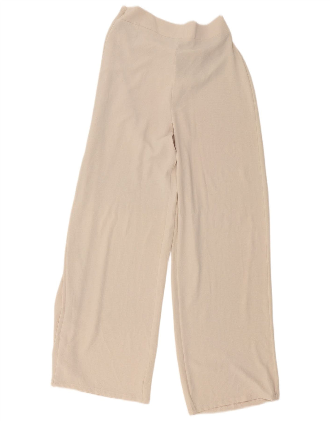 Calça feminina Zara com perna larga, médio W26 L30 poliéster bege