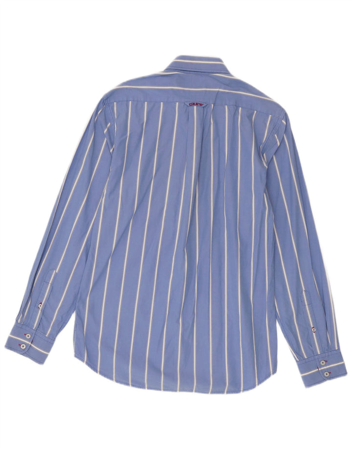 Crew Clothing Camisa masculina sob medida de algodão listrado azul médio