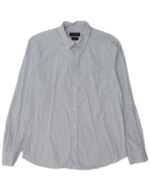 Camisa masculina Massimo Dutti listrada azul grande